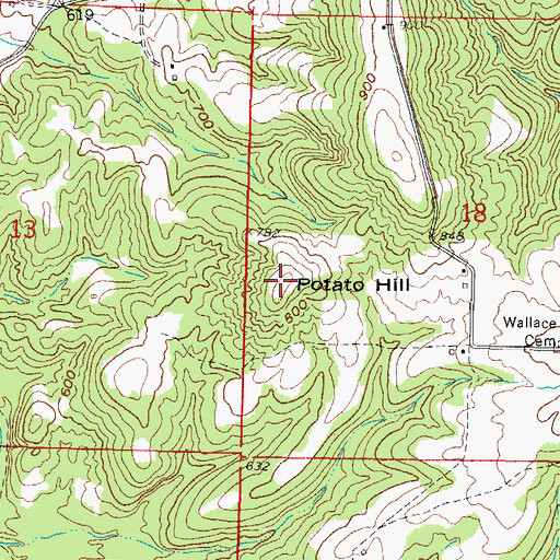 Topographic Map of Potato Hill, IL