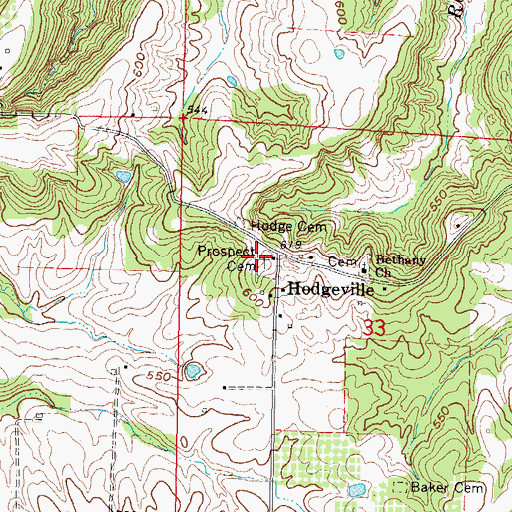 Topographic Map of Prospect Cemetery, IL