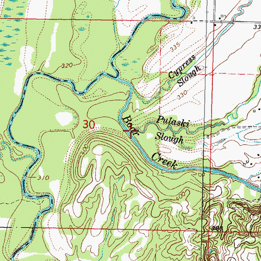 Topographic Map of Pulaski Slough, IL