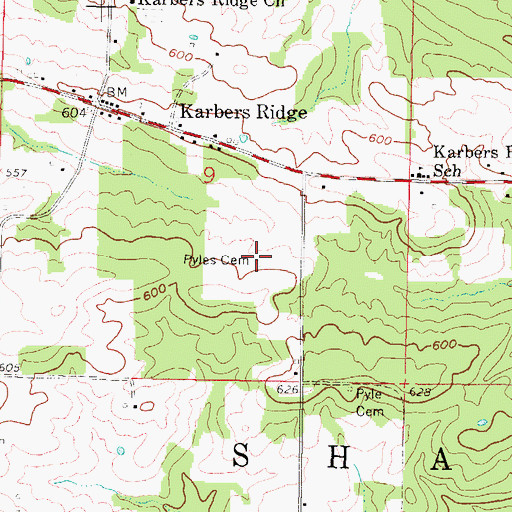 Topographic Map of Pyles Cemetery, IL