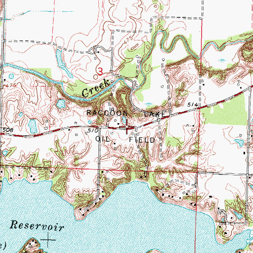 Topographic Map of Raccoon Lake Oil Field, IL