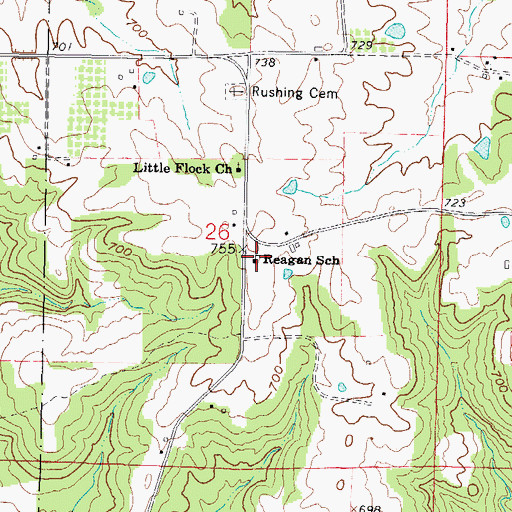 Topographic Map of Reagan School, IL