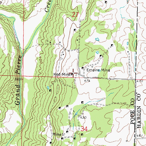 Topographic Map of Red Mine, IL