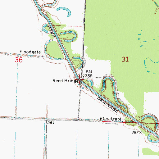 Topographic Map of Reed Bridge, IL