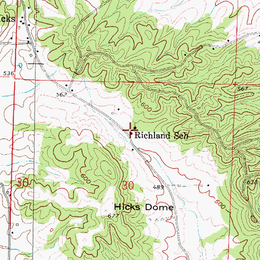 Topographic Map of Richland School, IL