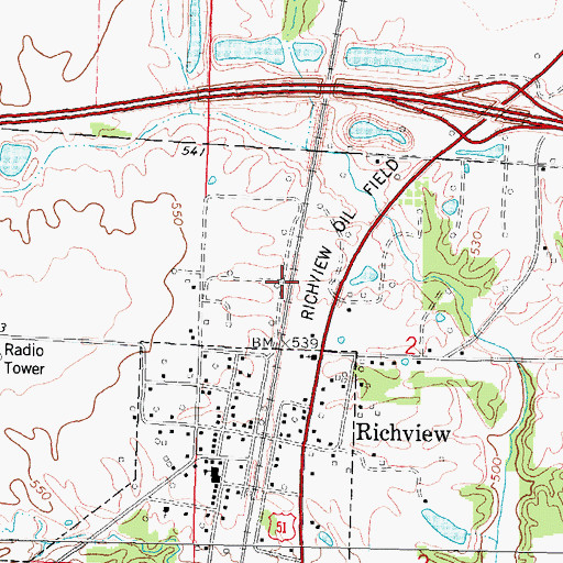 Topographic Map of Richview Oil Field, IL