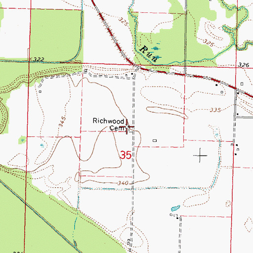 Topographic Map of Richwood Cemetery, IL