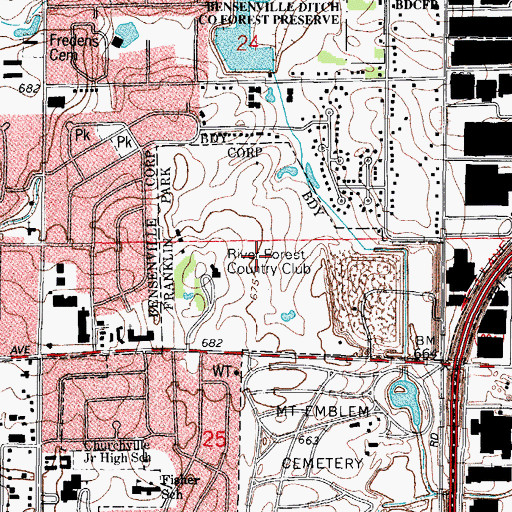 Topographic Map of River Forest Golf Club, IL