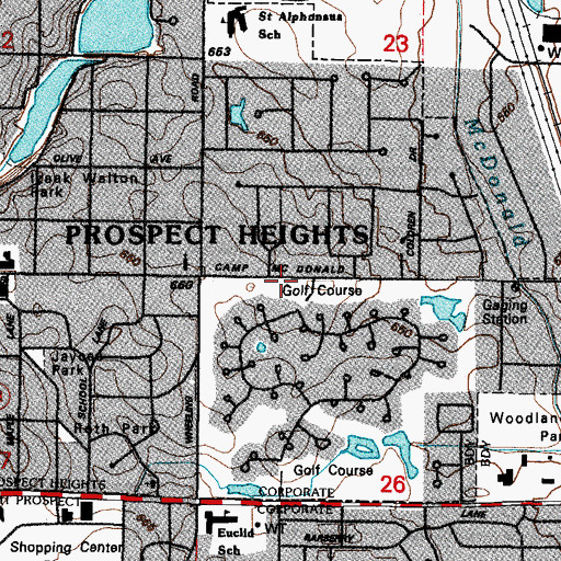 Topographic Map of Rob Roy Golf Club, IL