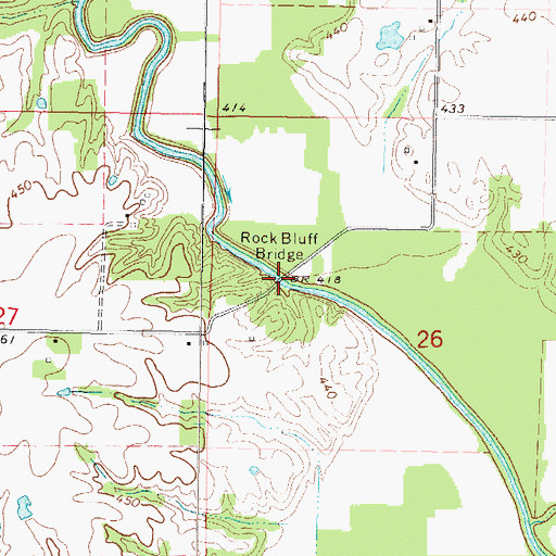 Topographic Map of Rock Bluff Bridge, IL