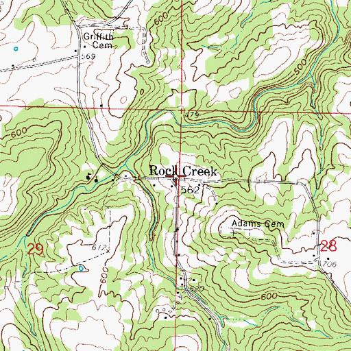 Topographic Map of Rock Creek, IL