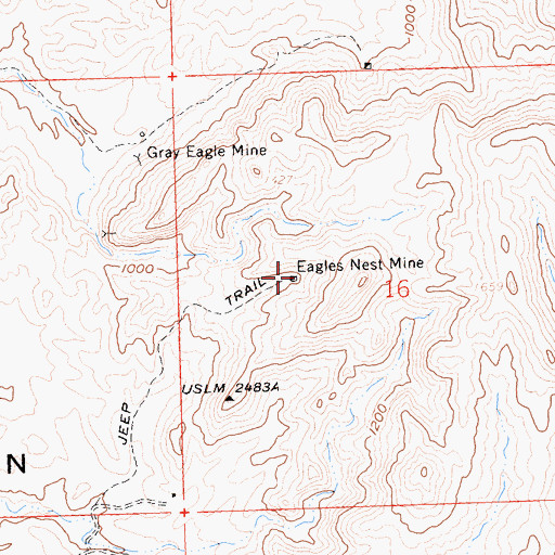 Topographic Map of Eagles Nest Mine, AZ