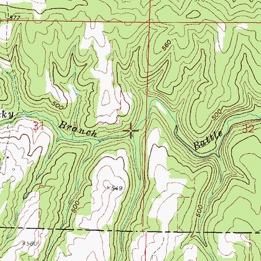 Topographic Map of Rocky Branch, IL