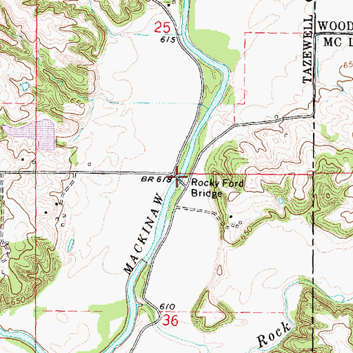 Topographic Map of Rocky Ford Bridge, IL