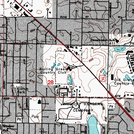 Topographic Map of Rolling Green Country Club, IL