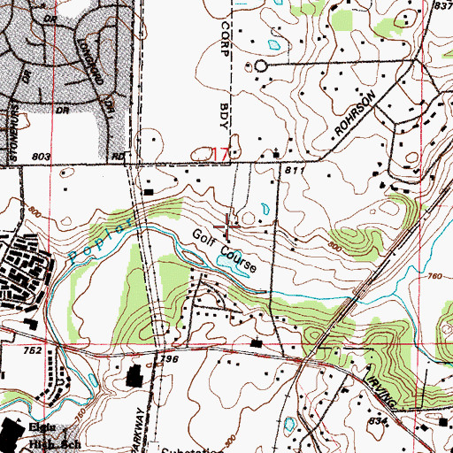 Topographic Map of Rolling Knolls Golf Club, IL
