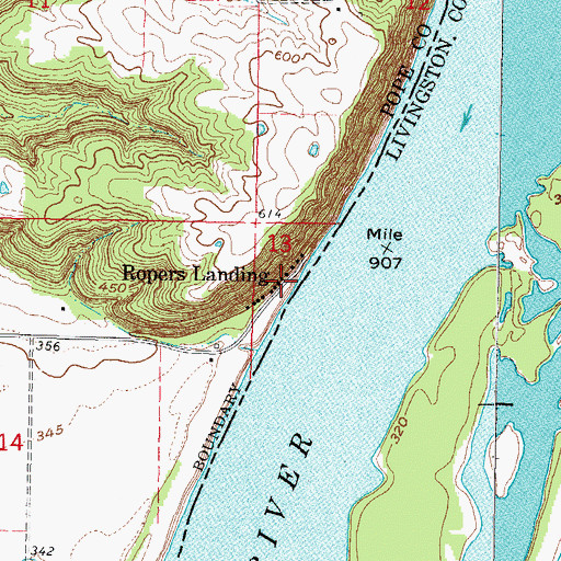 Topographic Map of Ropers Landing, IL