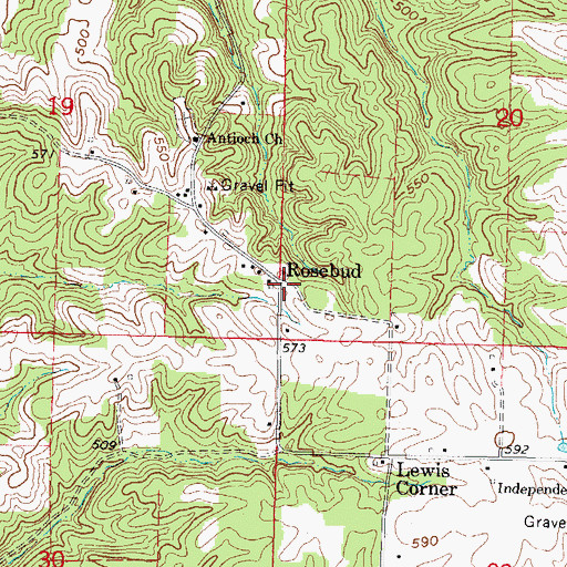 Topographic Map of Rosebud, IL