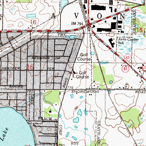 Topographic Map of Round Lake Country Club, IL