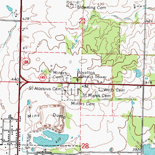Topographic Map of Royalton Lookout Tower, IL