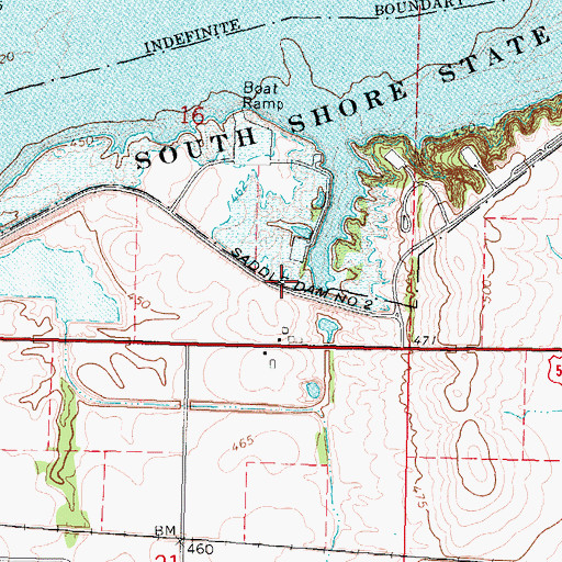 Topographic Map of Saddle Dam Number 2, IL