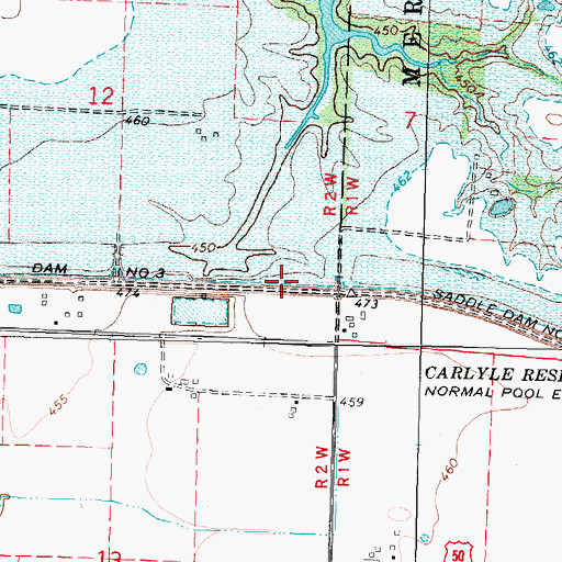 Topographic Map of Saddle Dam Number 3, IL