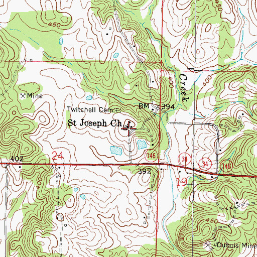 Topographic Map of Saint Joseph Church, IL