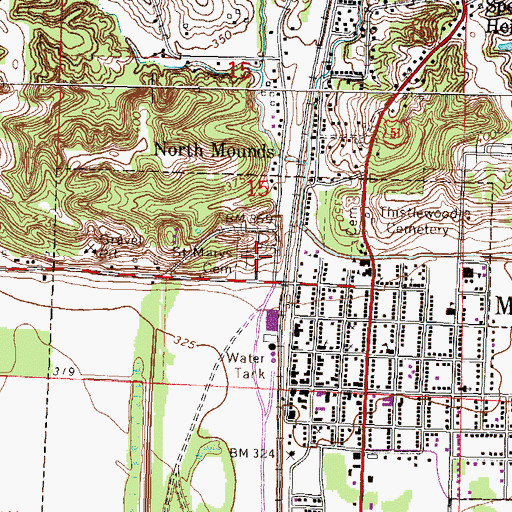 Topographic Map of Saint Marys Cemetery, IL