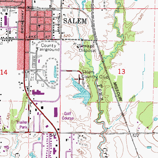 Topographic Map of Salem Country Club, IL