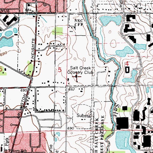 Topographic Map of Salt Creek Country Club, IL