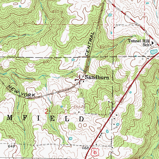 Topographic Map of Sandburn, IL