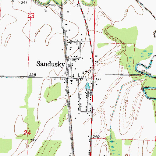 Topographic Map of Sandusky, IL