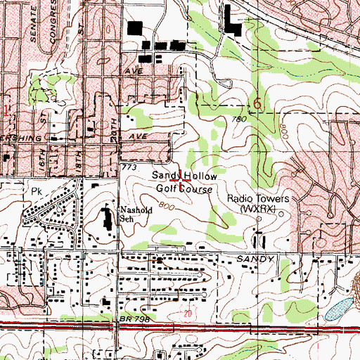 Topographic Map of Sandy Hollow Golf Course, IL