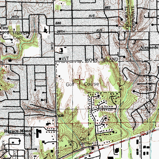 Topographic Map of Saukie Golf Course, IL