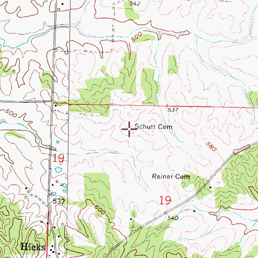 Topographic Map of Schutt Cemetery, IL