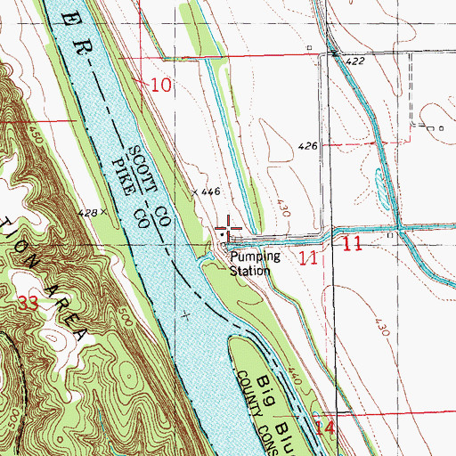 Topographic Map of Scott County Pumping Station, IL