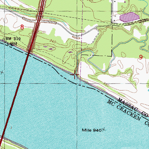 Topographic Map of Sevenmile Creek, IL