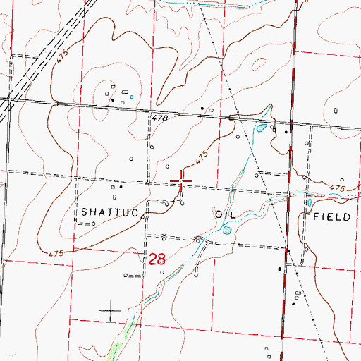 Topographic Map of Shattuc Oil Field, IL