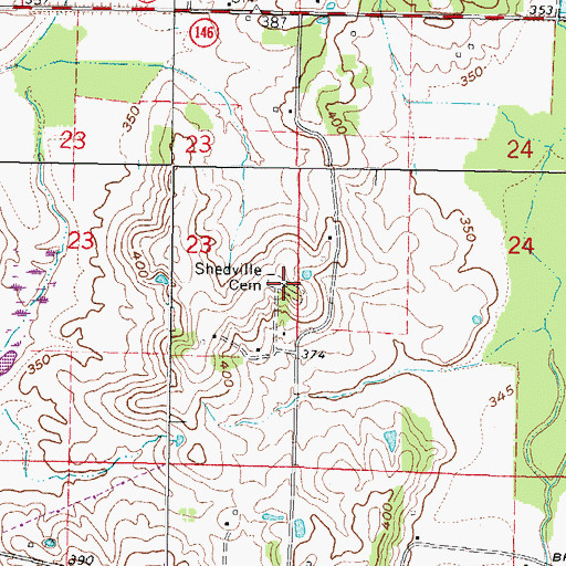 Topographic Map of Shedville Cemetery, IL