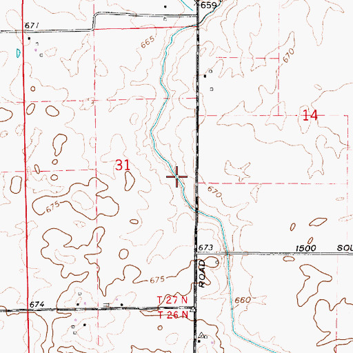 Topographic Map of Sheldon Ditch Number 1, IL