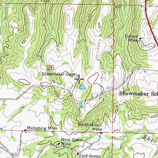 Topographic Map of Shewmaker Cemetery, IL