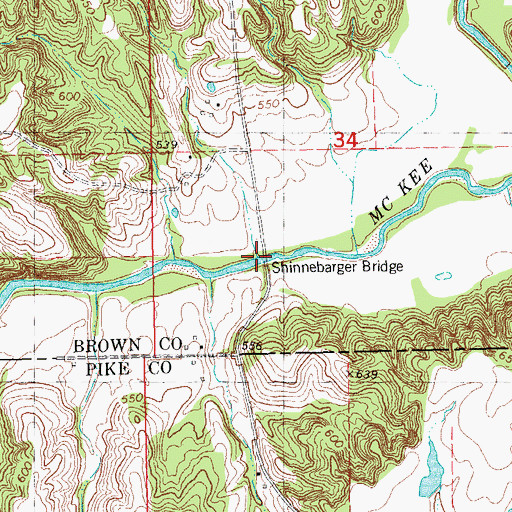 Topographic Map of Shinnebarger Bridge, IL