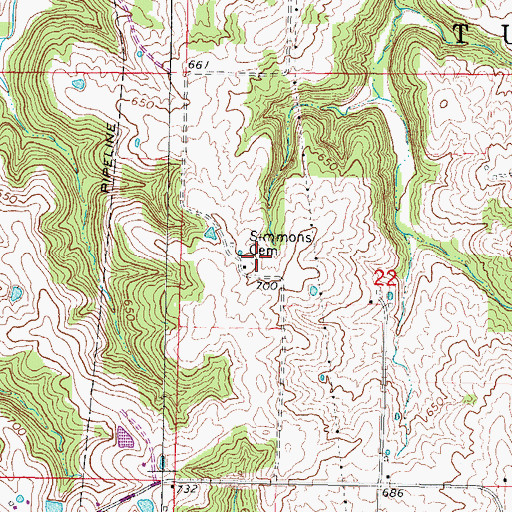 Topographic Map of Simmons Cemetery, IL