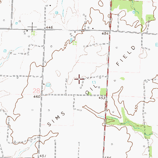 Topographic Map of Sims Oil Field, IL