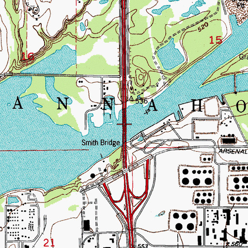 Topographic Map of Smith Bridge, IL