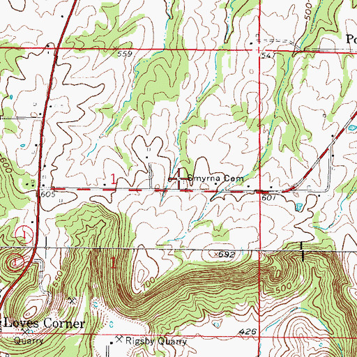 Topographic Map of Smyrna Cemetery, IL