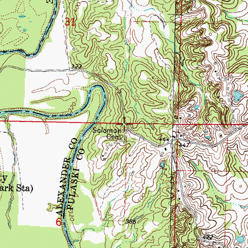 Topographic Map of Solomon Cemetery, IL
