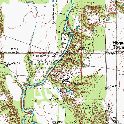 Topographic Map of South Johnson Oil Field, IL