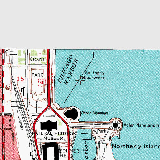 Topographic Map of Southerly Breakwater, IL