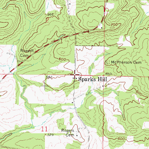 Topographic Map of Sparks Hill, IL